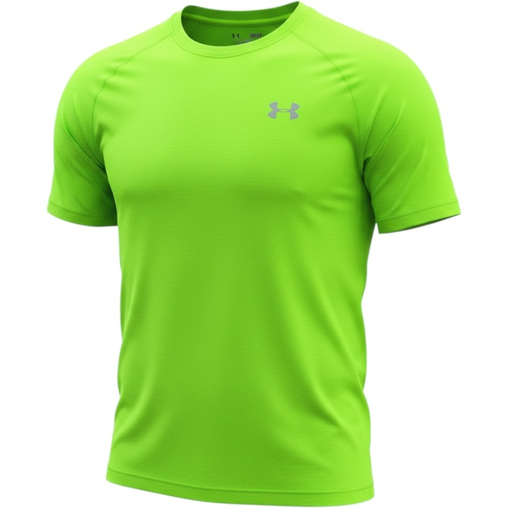 Under Armour Shirt Mens Medium Neon Green HeatGear Fitted Mesh Athletic Gym Top